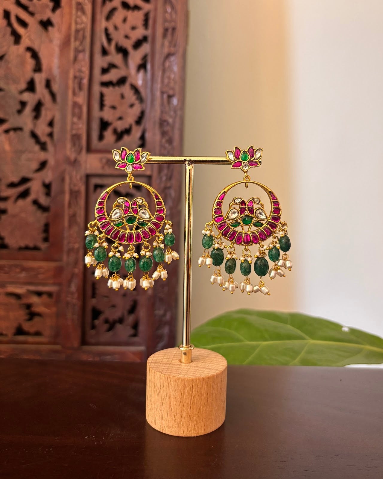 Lotus Floral Jadau Kundan Jhumkas | Handmade Gold Plated | ER480