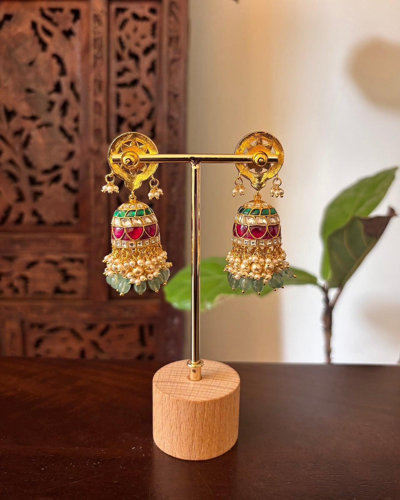 Multicolour Traditional Jhumkas | Handmade Gold Plated | ER466