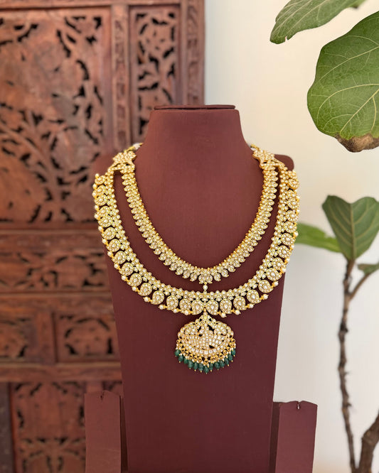 Bridal Royal Kundan Mango Haram | White | Handmade Gold Plated | NC731