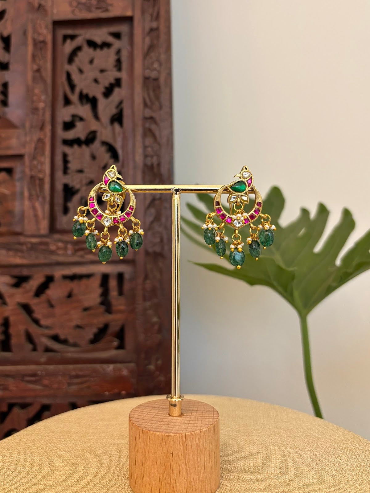 Gold Finish Peacock Multicolour Stud | Handmade Gold Plated | ER423