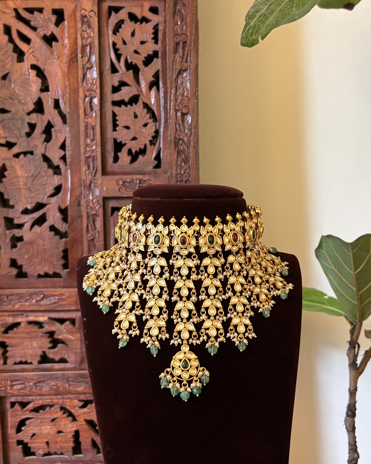 Royal Floral Victorian Choker Set | Handmade Gold Plated | NC775