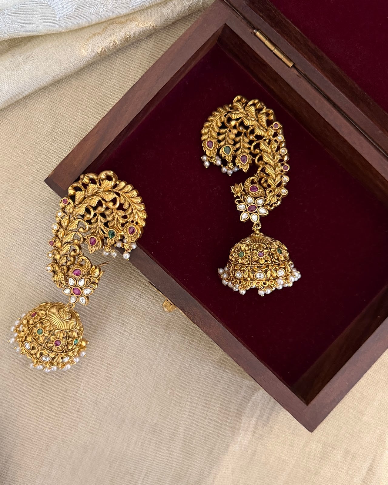 Antique Kundan Ear Cuff Jhumkas ER402