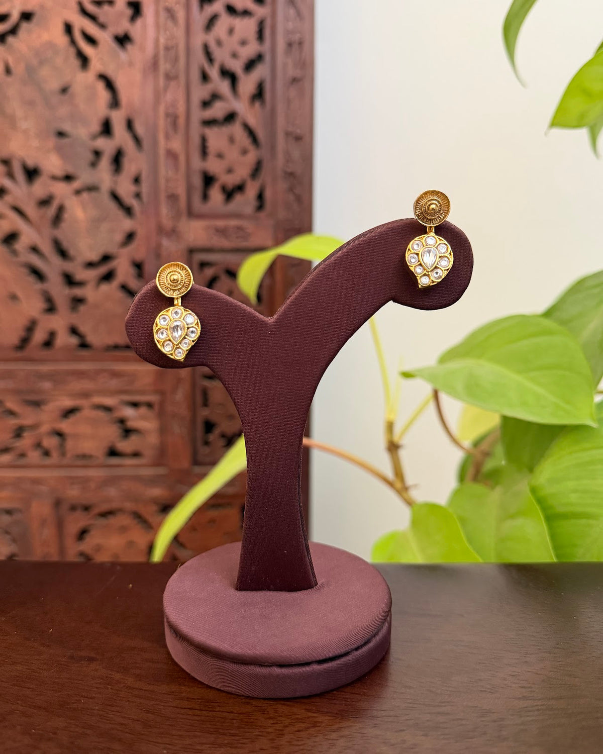 2 in 1 Reversible Mango Necklace with Earrings | Handmade Gold Plated | NC953