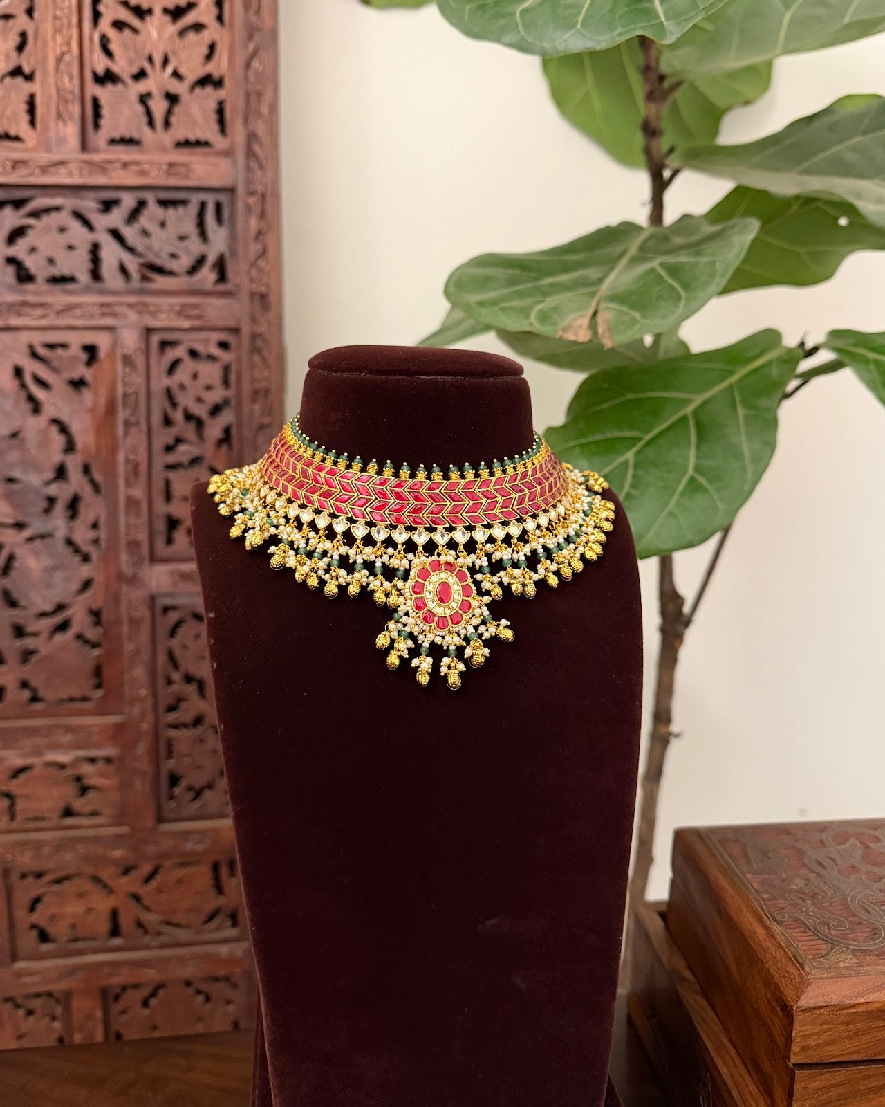 Statement Kundan Goldplated Necklace with Earrings | Handmade Gold Plated | NC772