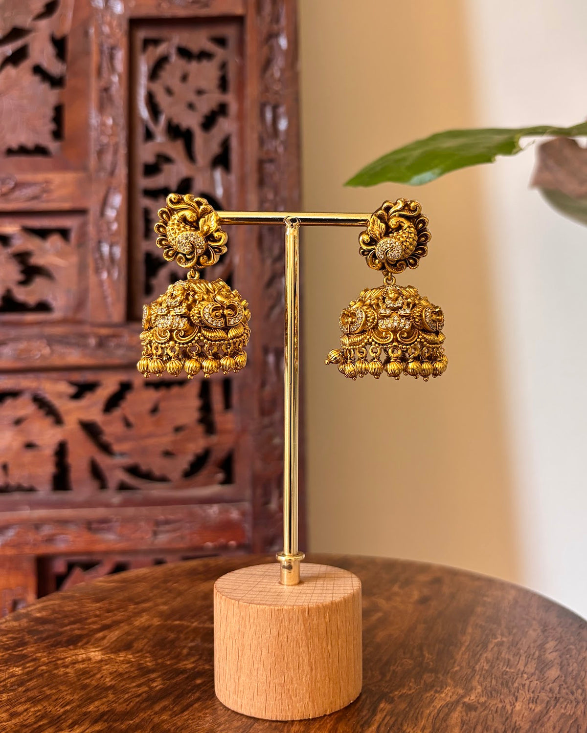 Statement Antique Peacock Jhumkas | Handmade Gold Plated | ER503