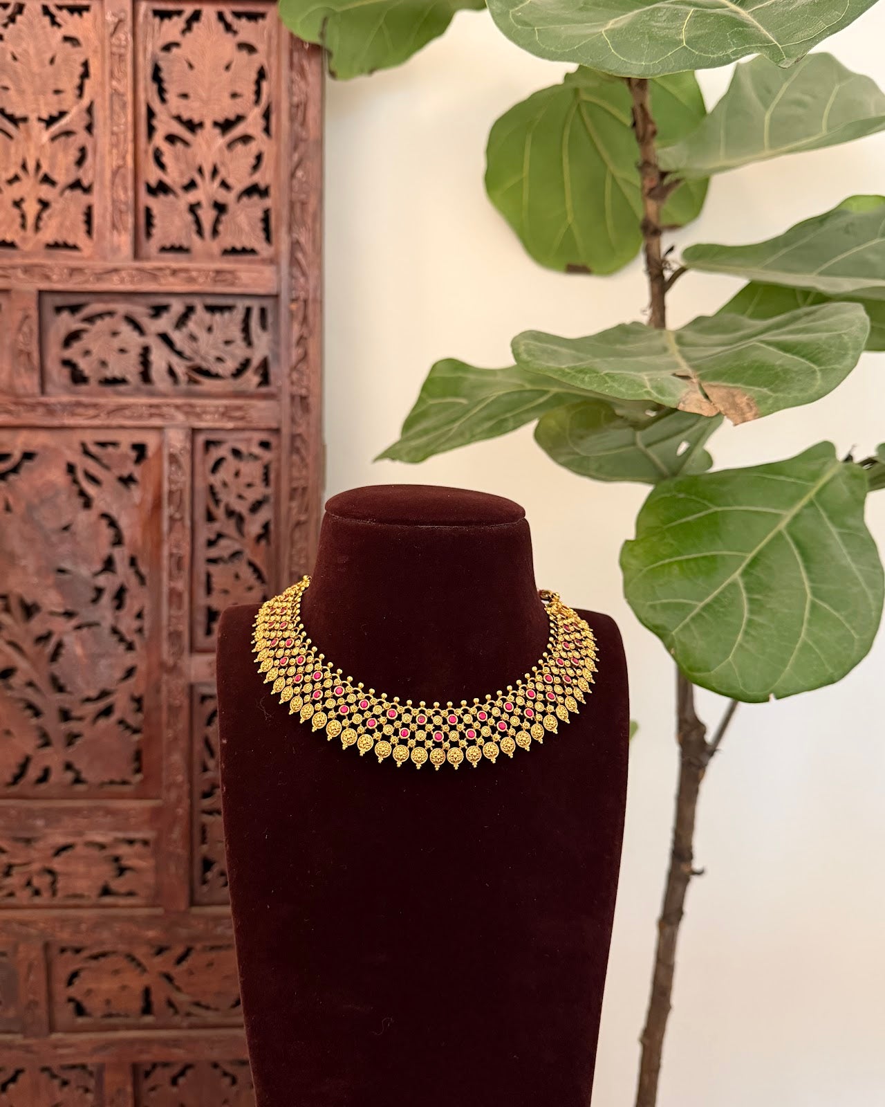 Minimalist Kemp Stone Necklace With Earrings | Handmade Gold Plated | NC828