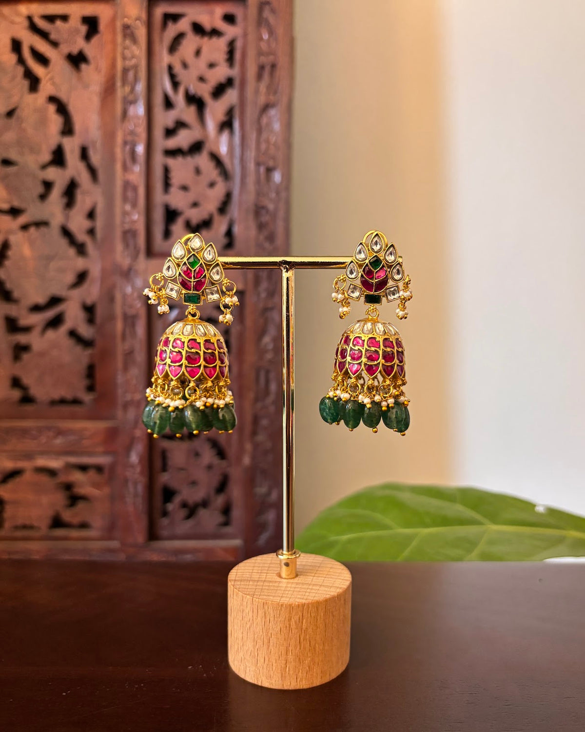 Traditional Jadau Kundan Earrings | Handmade Gold Plated | ER488