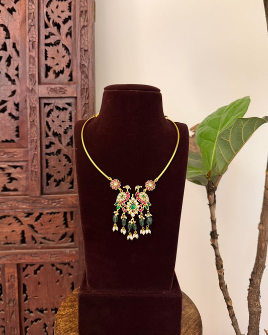 Elegant Peacock Jadau Kundan Pendant Necklace | Handmade Gold Plated | NC785