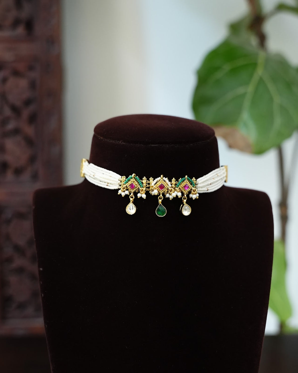 Kundan Pearls Minimal Choker with Earrings | Kids | Handmade Gold Plated | NC902