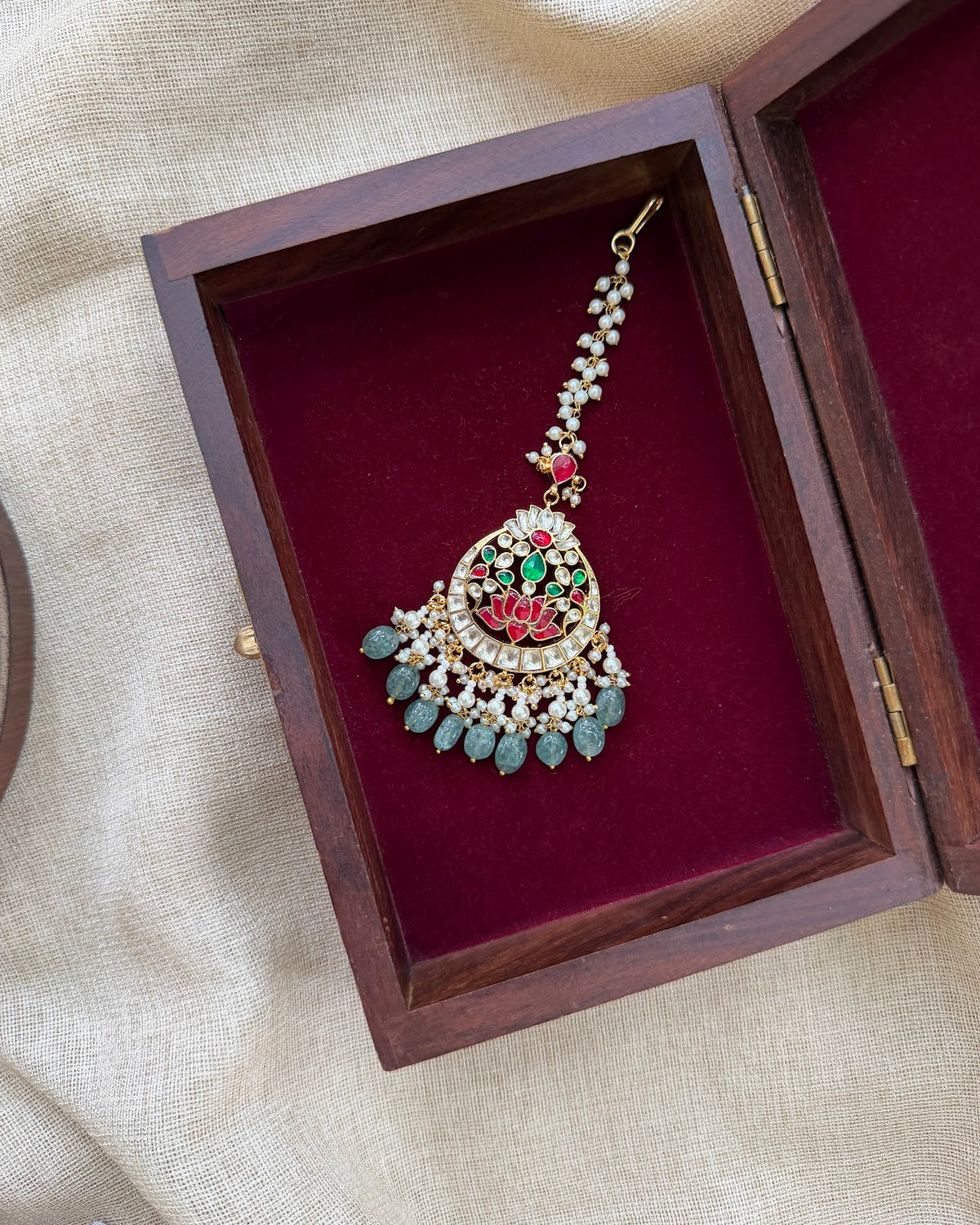 Royal Lotus Jadau Kundan Maang Tikka | Handmade Gold Plated | MT377