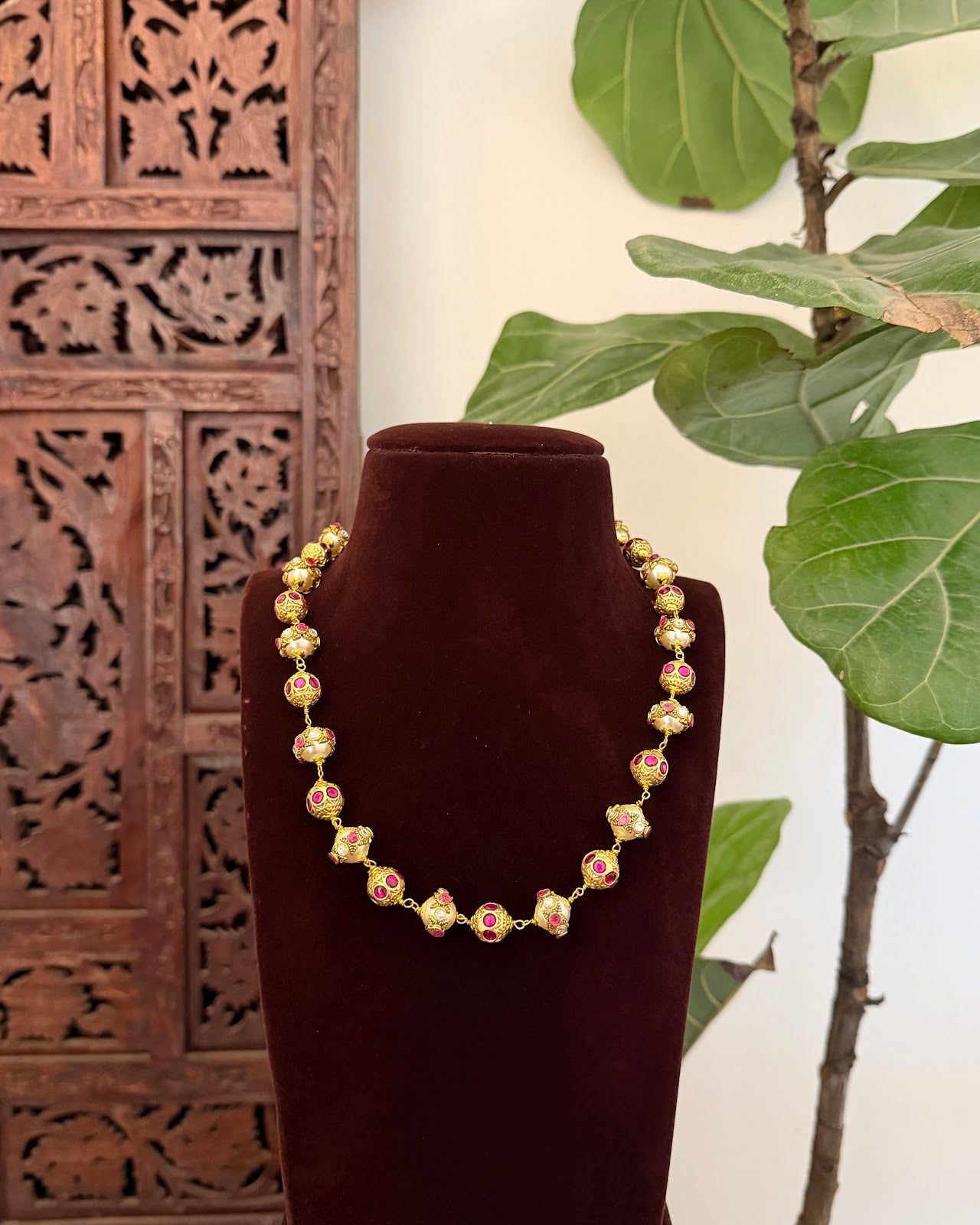 Kundan Pearl Necklace | Handmade Gold Plated | NC813