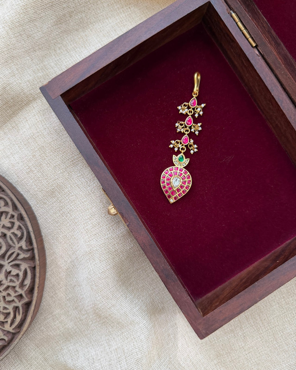 Designer Jadau Kundan Maang Tikka | Handmade Gold Plated | MT376