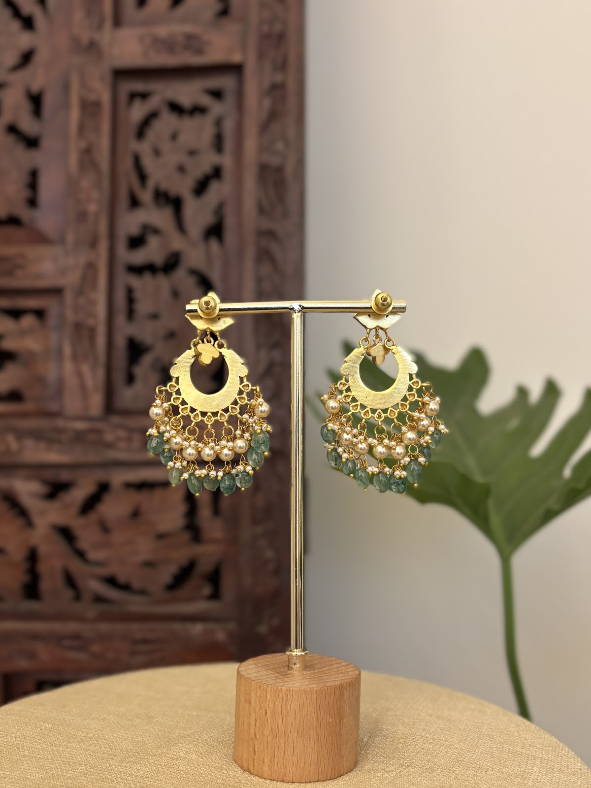Blooming Floral Jadau Jhumkas with Pearl Bead Drops | Handmade Gold Plated | ER428