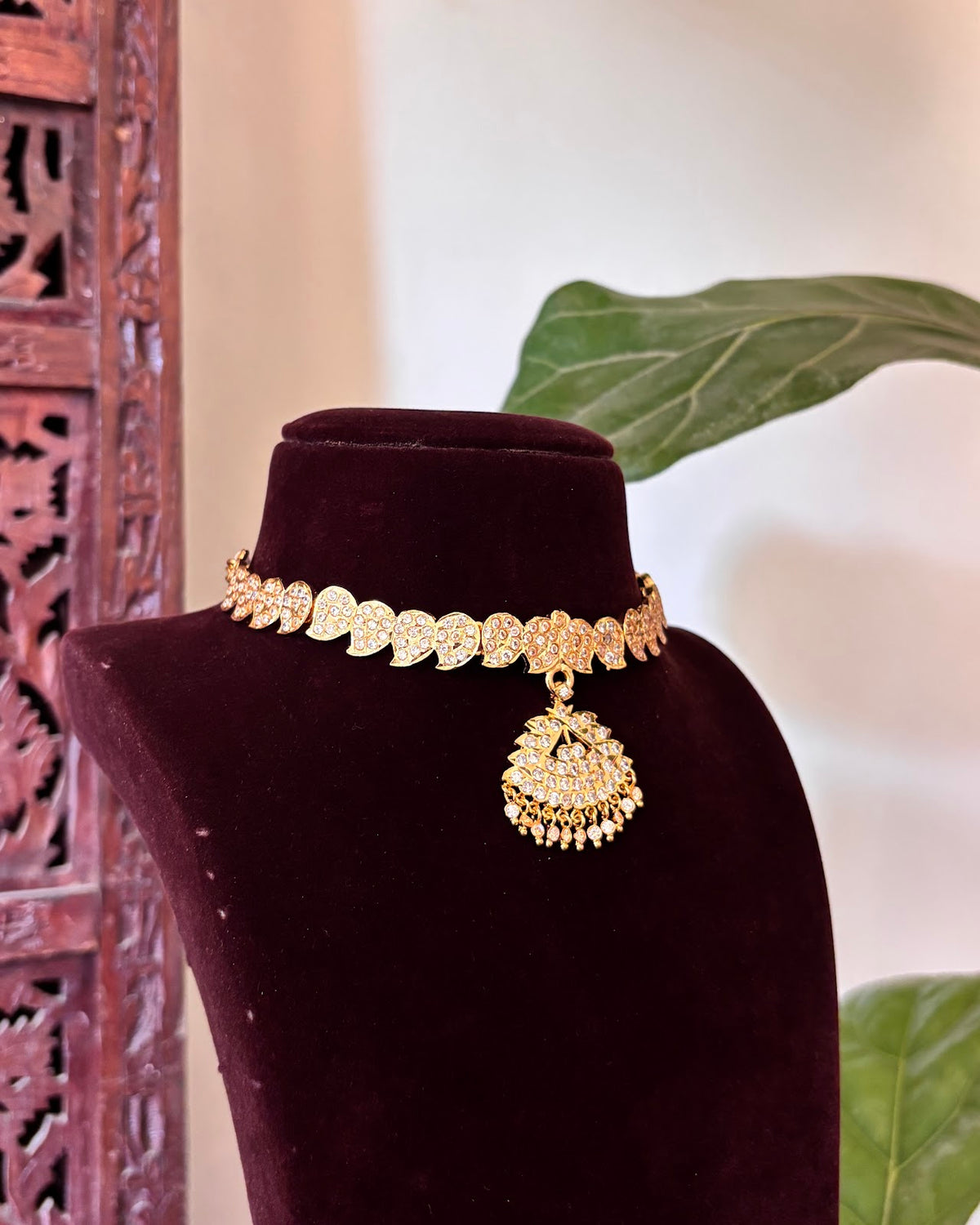Vintage South Indian Attigai Necklace | Timeless Heritage Gold Tone | NC866