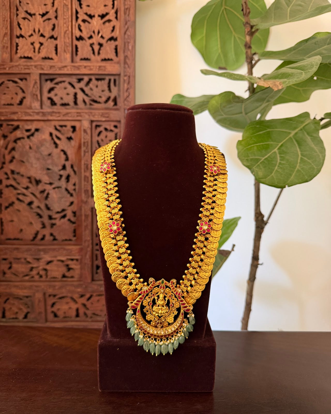 Royal Lakshmi Kaasu Necklace | Heritage-Inspired Handmade Gold Plated | NC830