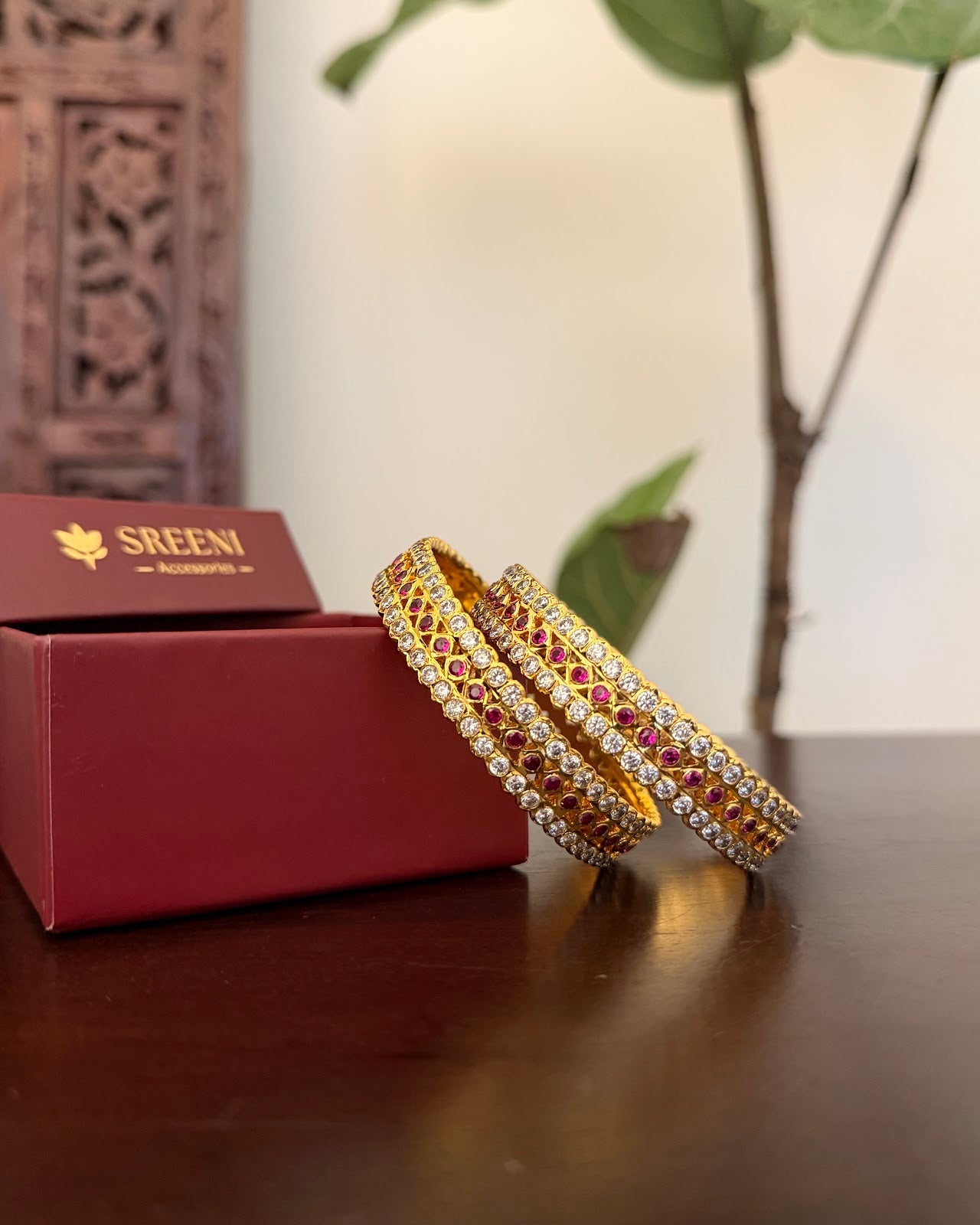 Vintage Impon Bangles | Pink & White | Handmade Gold Tone | BA133 | BA134 | BA135