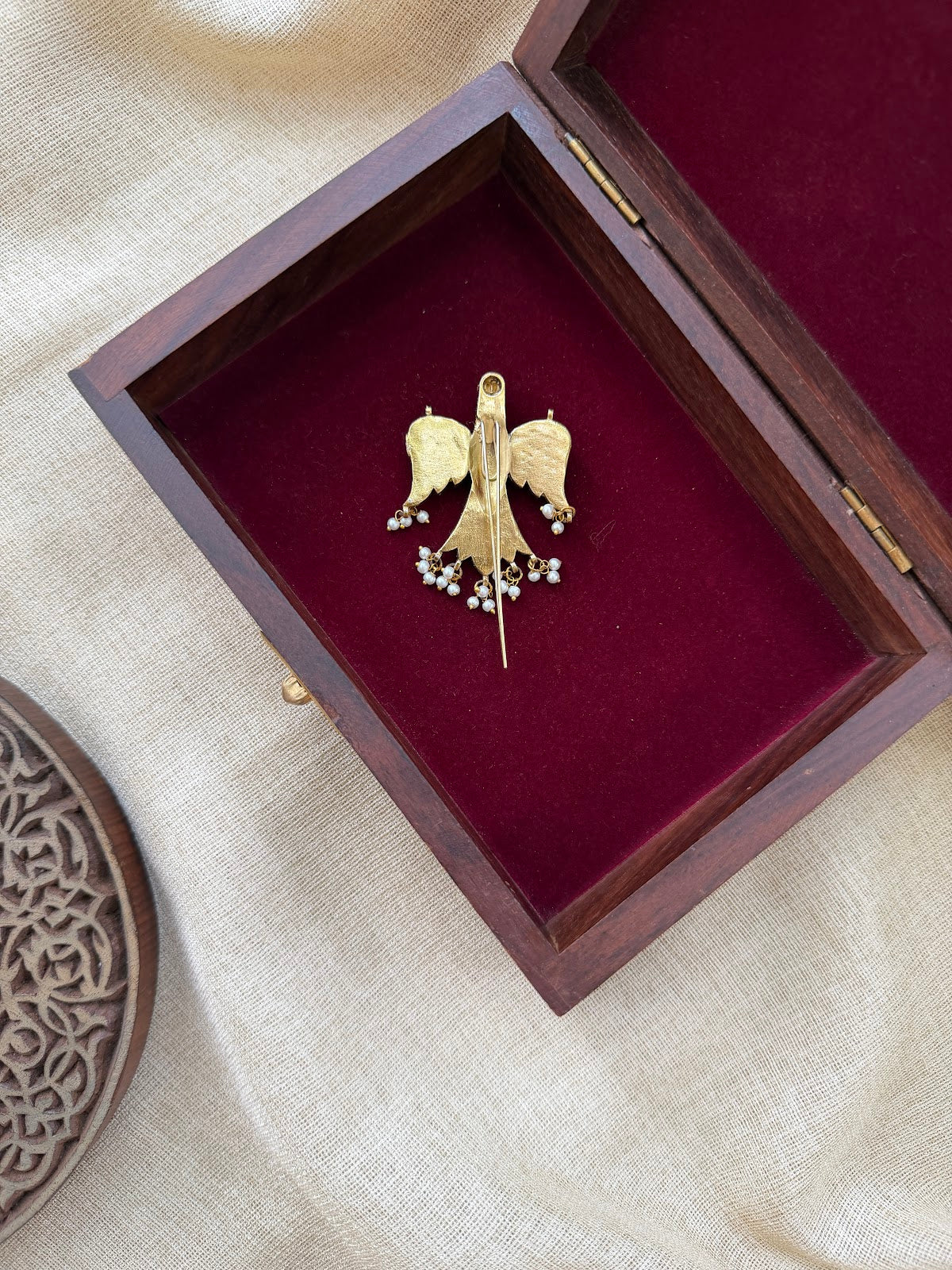White Royal Gandaberunda Jadau Kundan Hair Pin | Handmade Gold Plated | HA408