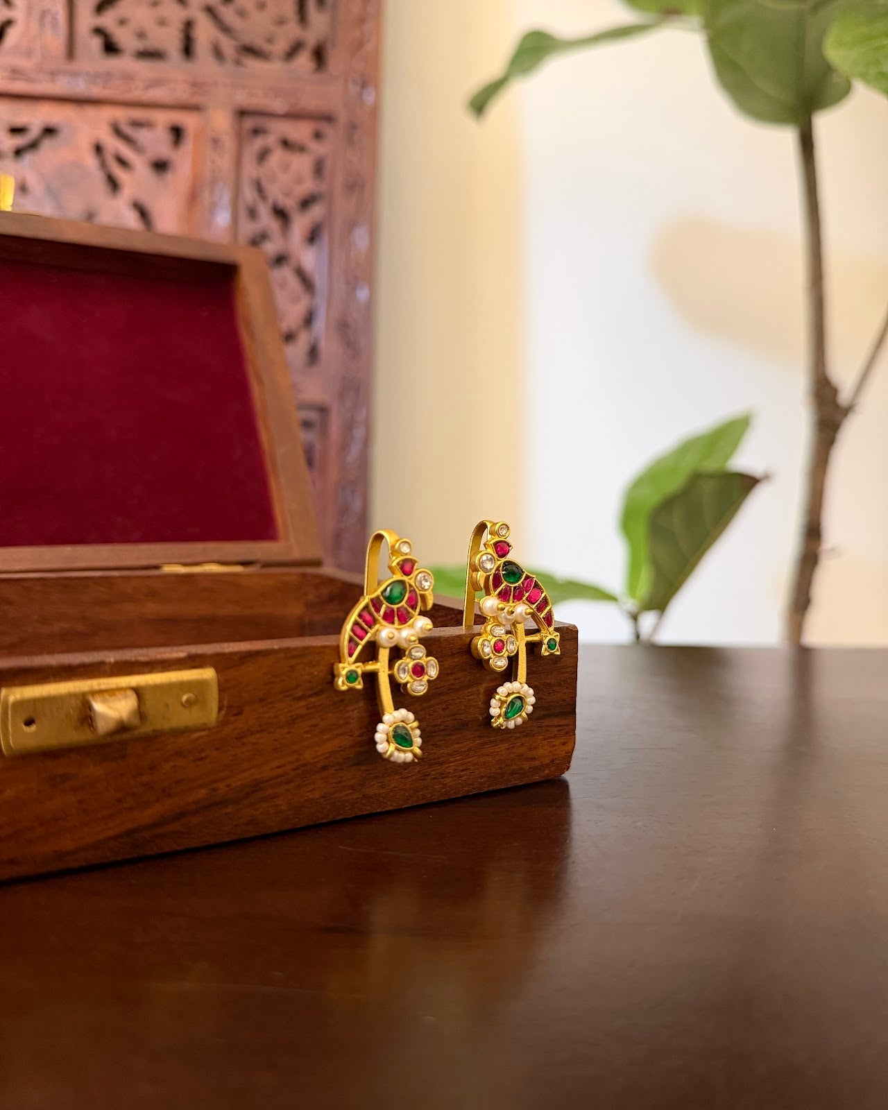 Jadau Kundan Parrot Bugadi | Multicolor | Handmade Gold Plated | ER451