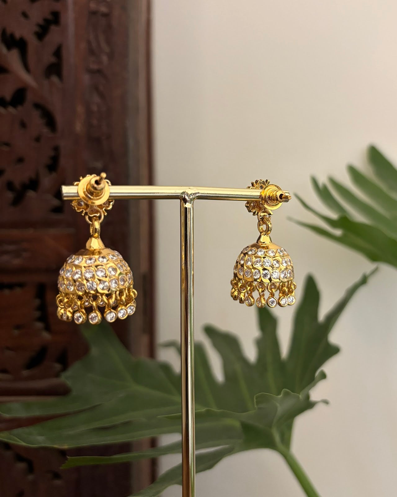 Vintage Impon Small Classic Jhumkas White ER396