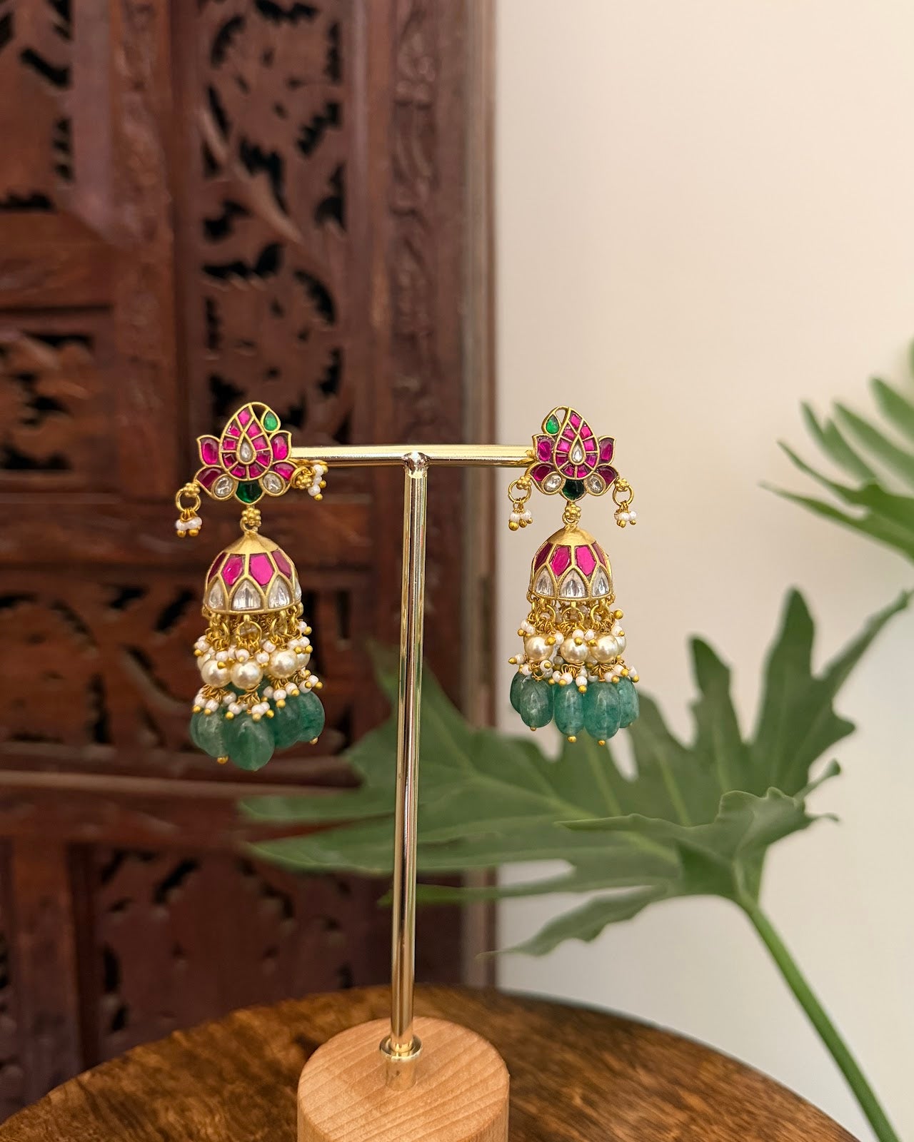 Floral Multicolor Jadau Kundan Earrings ER385