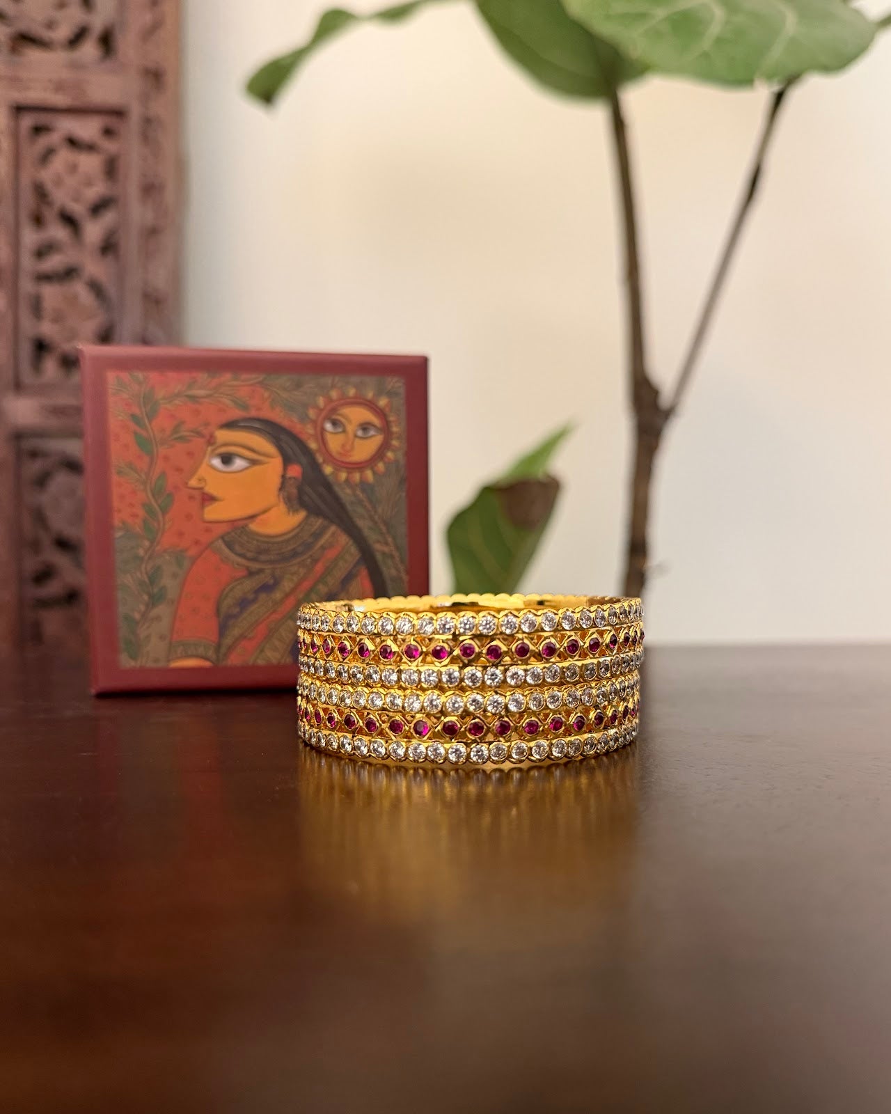 Vintage Impon Bangles | Pink & White | Handmade Gold Tone | BA133 | BA134 | BA135