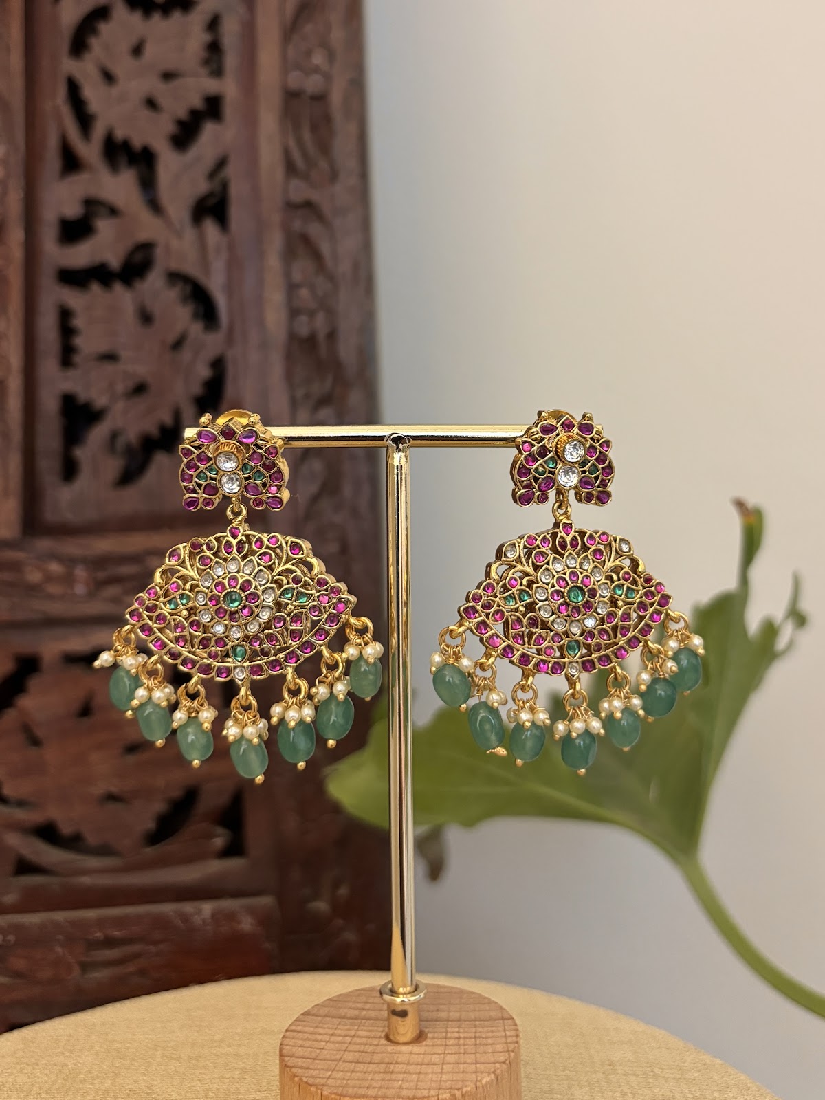 2 in 1 Floral Kundan Statement Earrings | Handmade Gold Plated | ER432