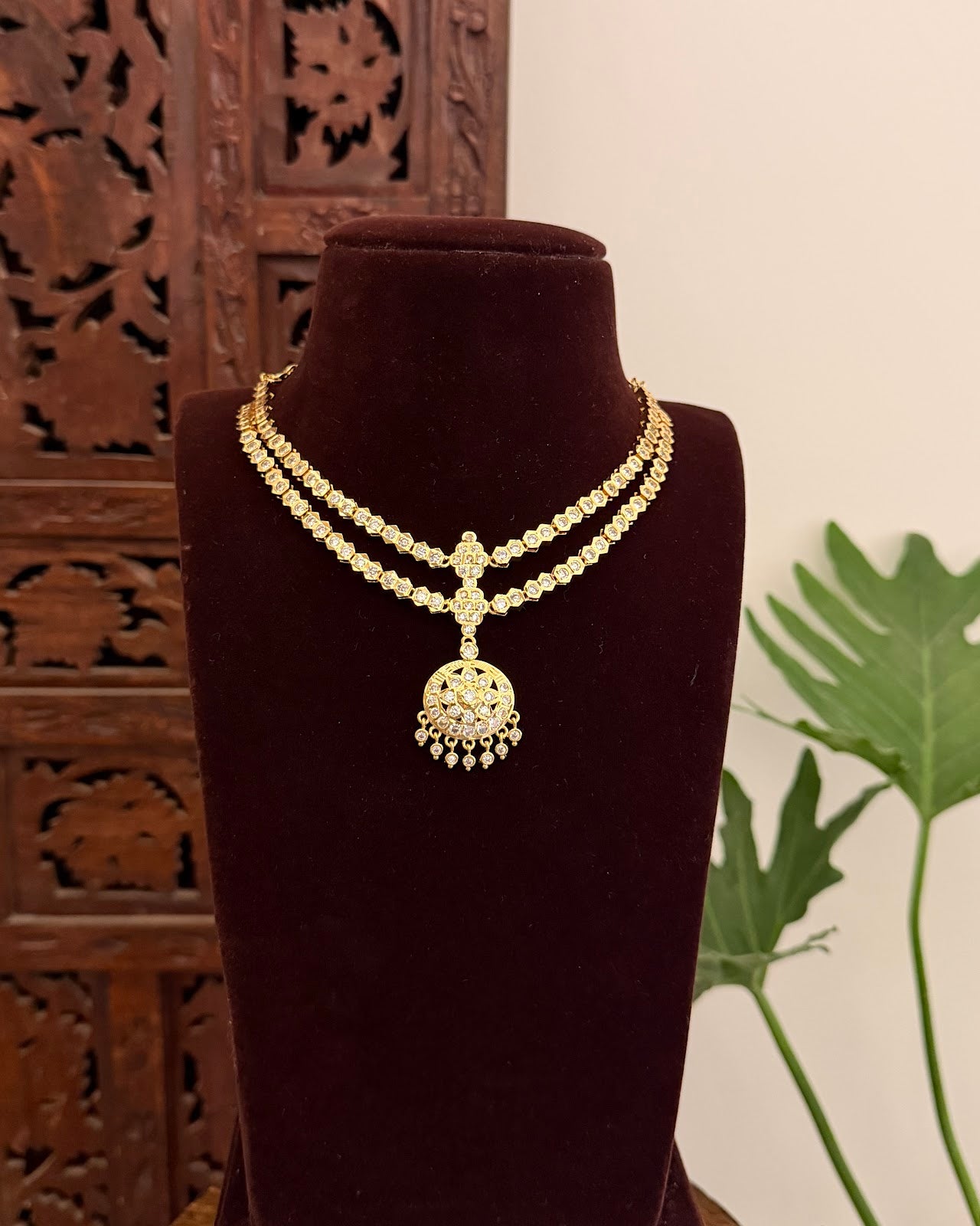 Vintage Impon Double Layer Necklace White NC709