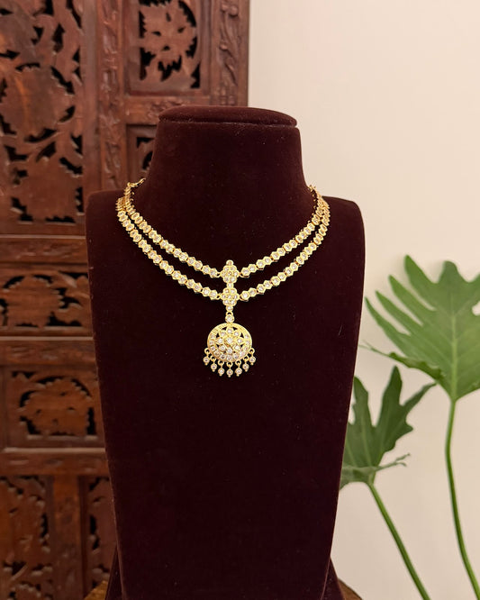 Vintage Impon Double Layer Necklace White NC709