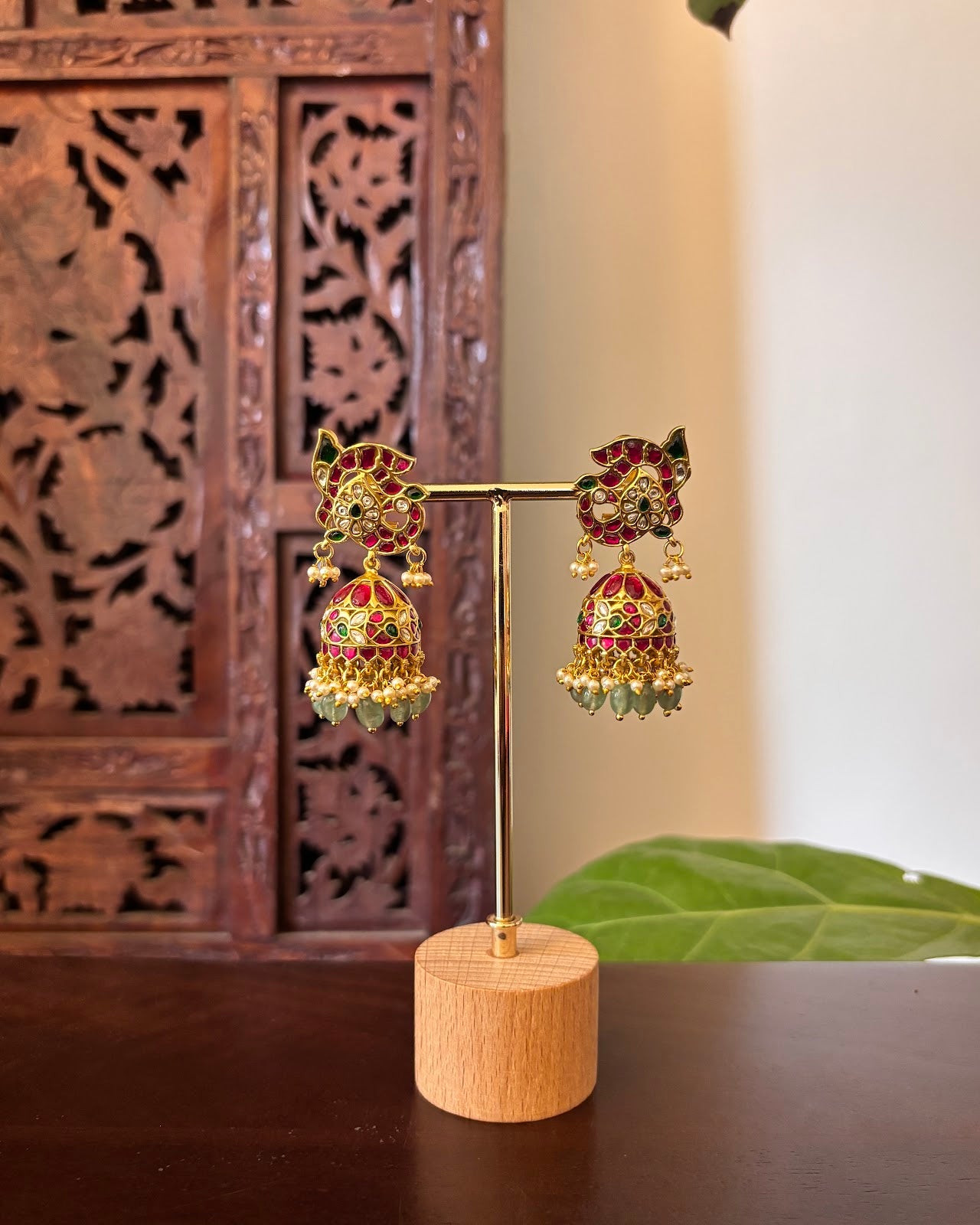 Peacock Multicolour Traditional Jhumkas | Handmade Gold-Plated Earrings | ER490