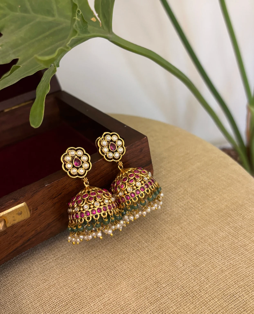 Jadau Kundan Floral Necklace with Earrings NC706