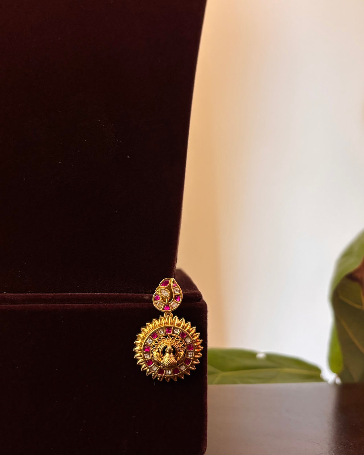 Antique Ruby Kundan Peacock Necklace Set | Handcrafted Heritage Jewellery | NC869