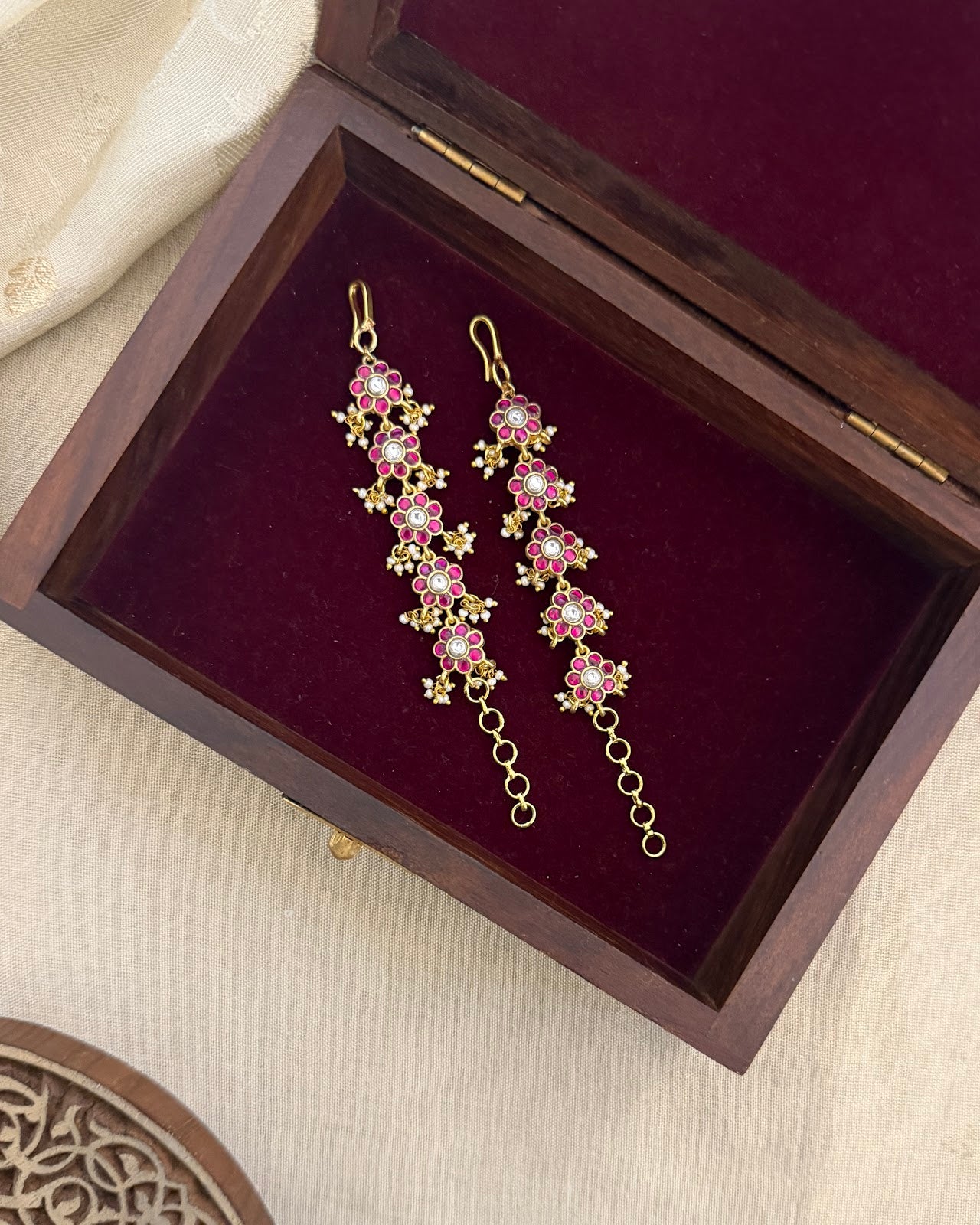 Kundan Impon Straight Ear Chain EC196