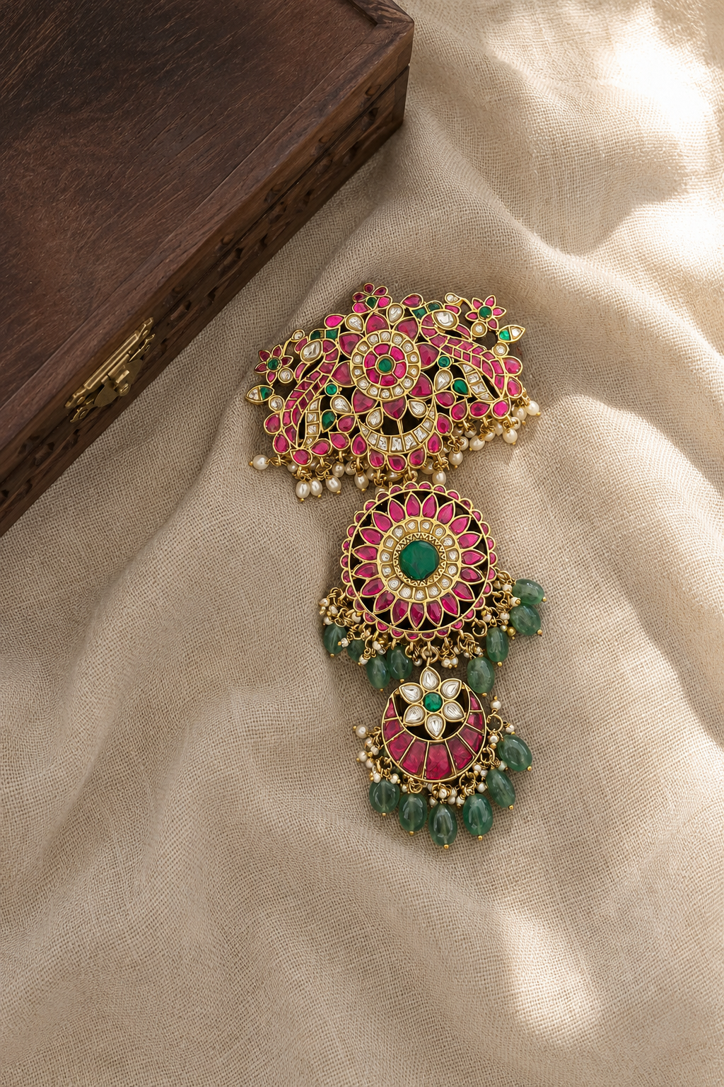 Jadau Kundan Floral Hair Accessory | Handmade Gold Plated | HA382