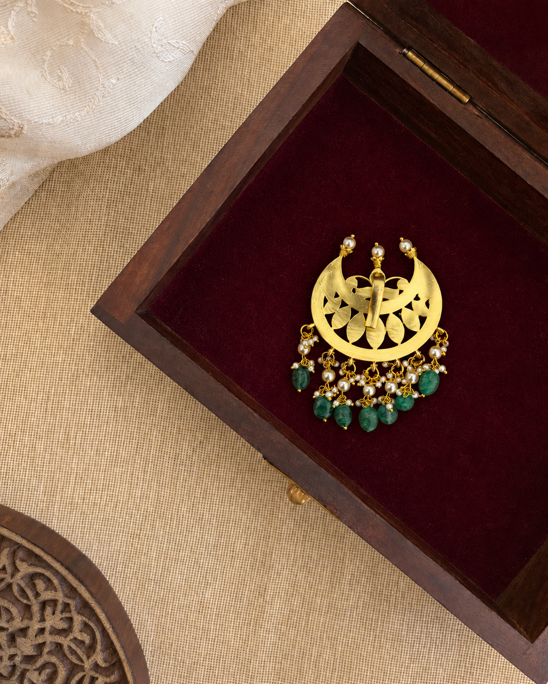 Chand Jadau Kundan Hair Pendant | Handmade Gold Plated | HA371