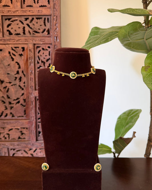 Kundan Chain Choker with Earrings | Handmade Gold Plated | NC849