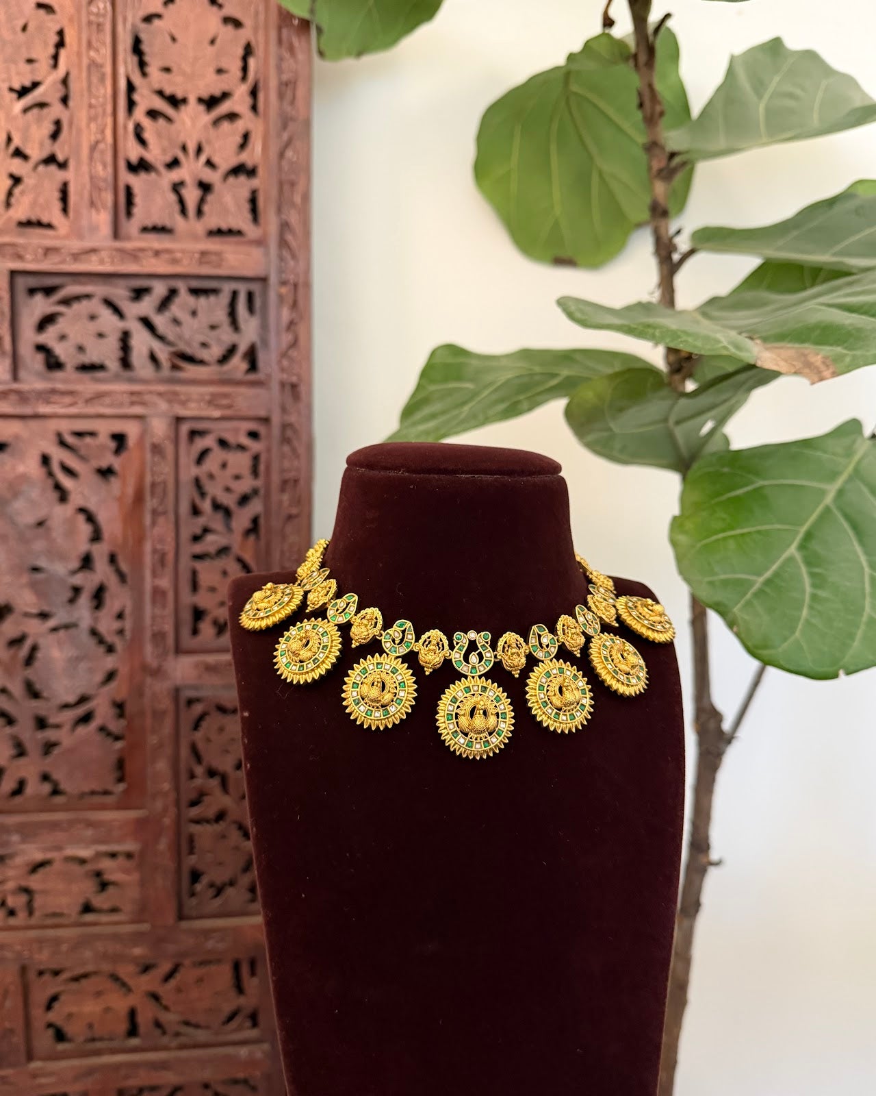 Antique Green Kundan Peacock Necklace Set | Handcrafted Heritage Jewellery | NC834