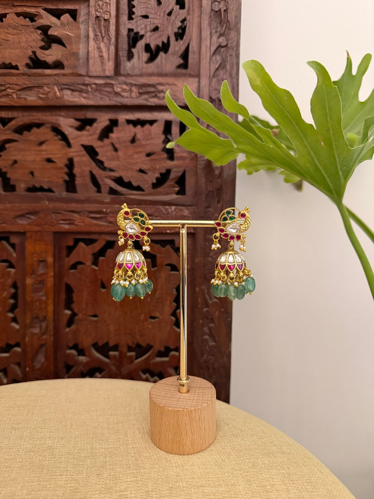 Multicolor Floral Jadau Kundan Jhumkas | ER409