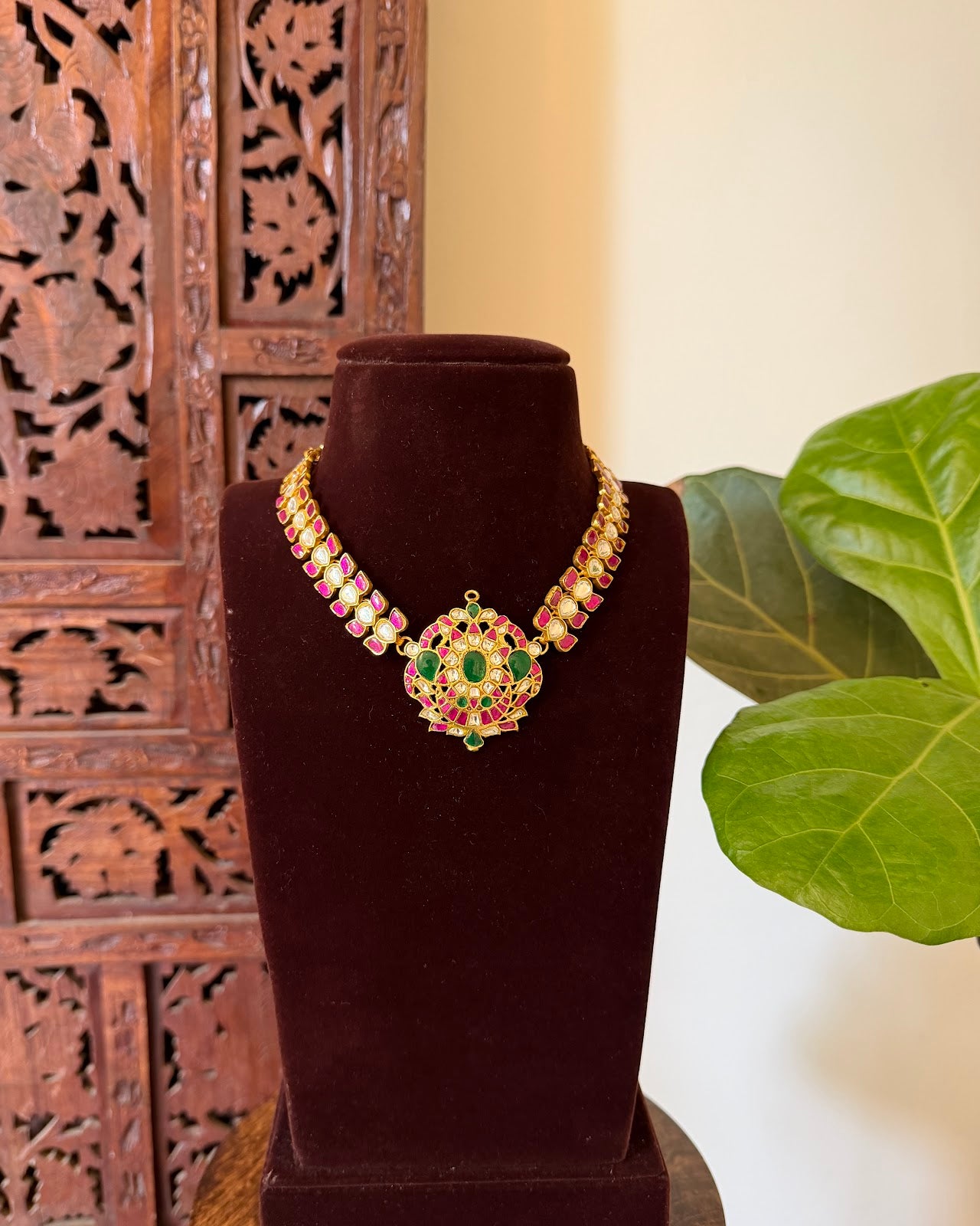 3 in 1 Jadau Kundan Necklace | Handmade Gold Plated | NC730