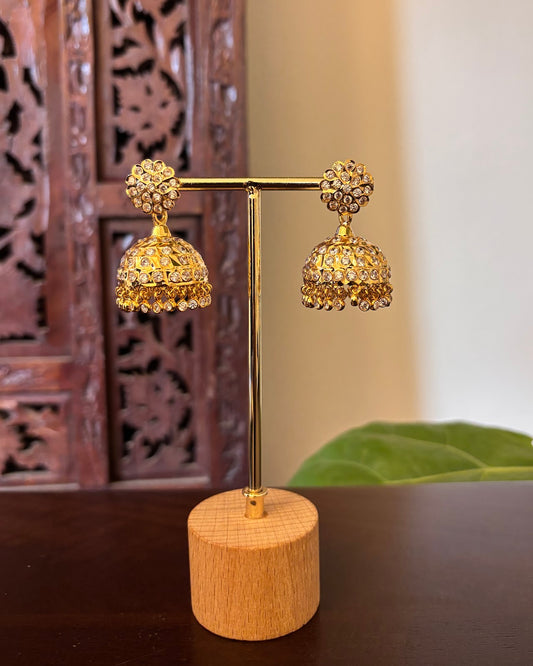 Vintage Impon Earrings – Classic Jhumkas | White | ER502