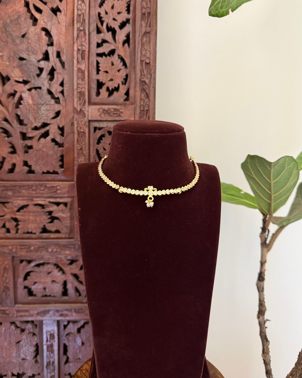 Vintage Minimal Attigai Necklace | Handmade Gold Plated | NC738
