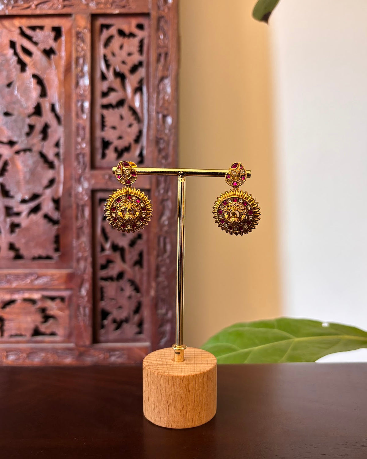Antique Ruby Kundan Peacock Necklace Set | Handcrafted Heritage Jewellery | NC869