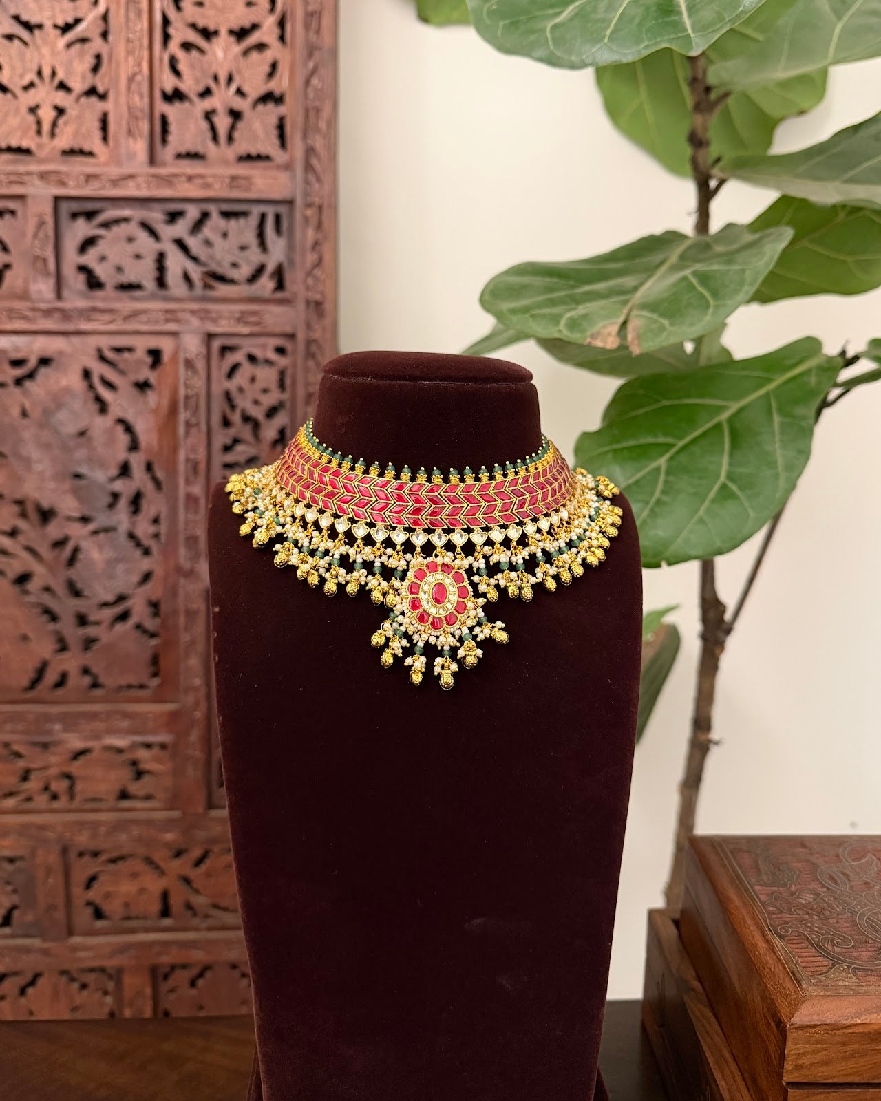 Statement Kundan Goldplated Necklace with Earrings | Handmade Gold Plated | NC772