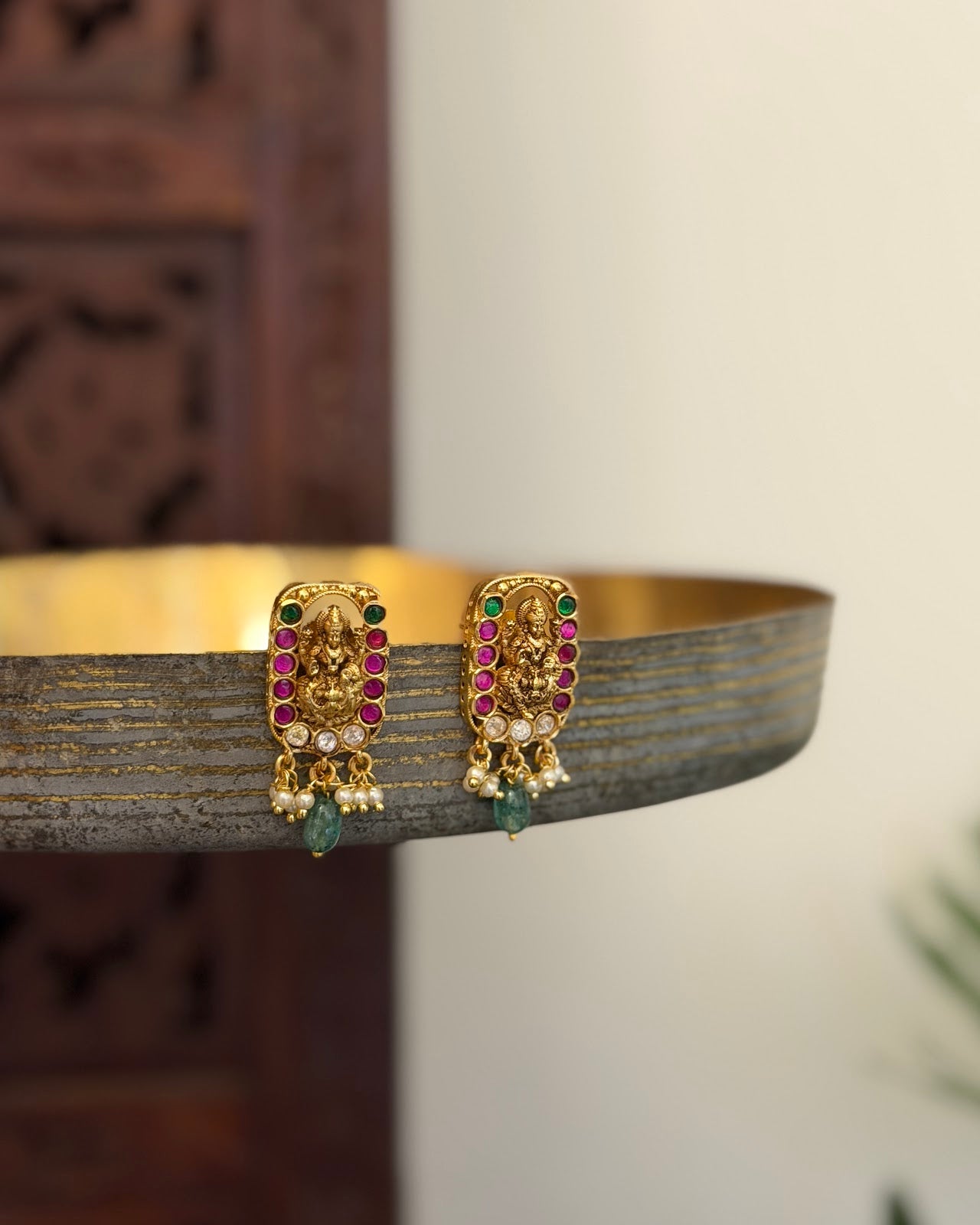 Statement Multicolor Jadau Kundan Lakshmi Jhumkas ER387