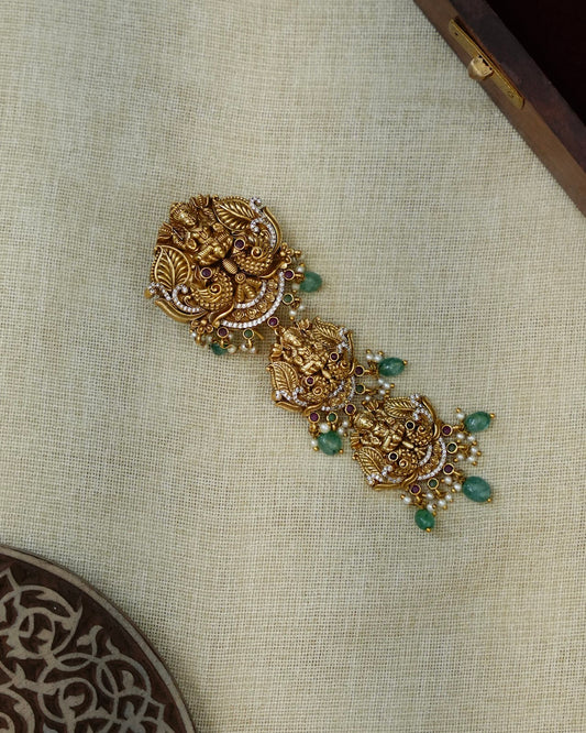 Antique Mini Traditional Hair Accessory with Green Beads | HA429