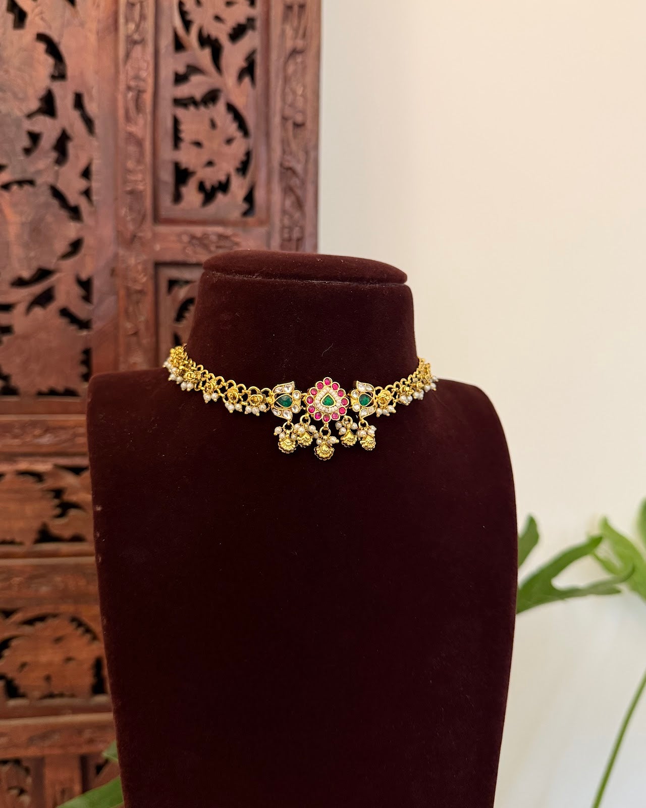 Kundan Chain Choker with Earrings NC696