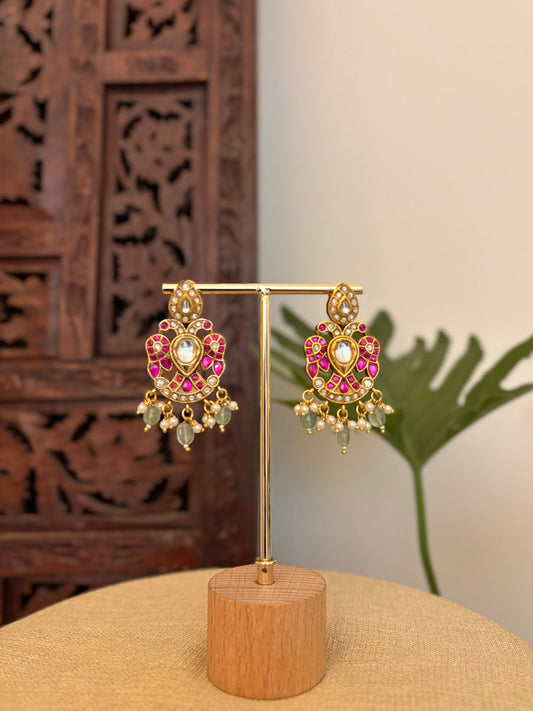 2 in 1 Gandaberunda Statement Earrings | Handmade Gold Plated | ER437