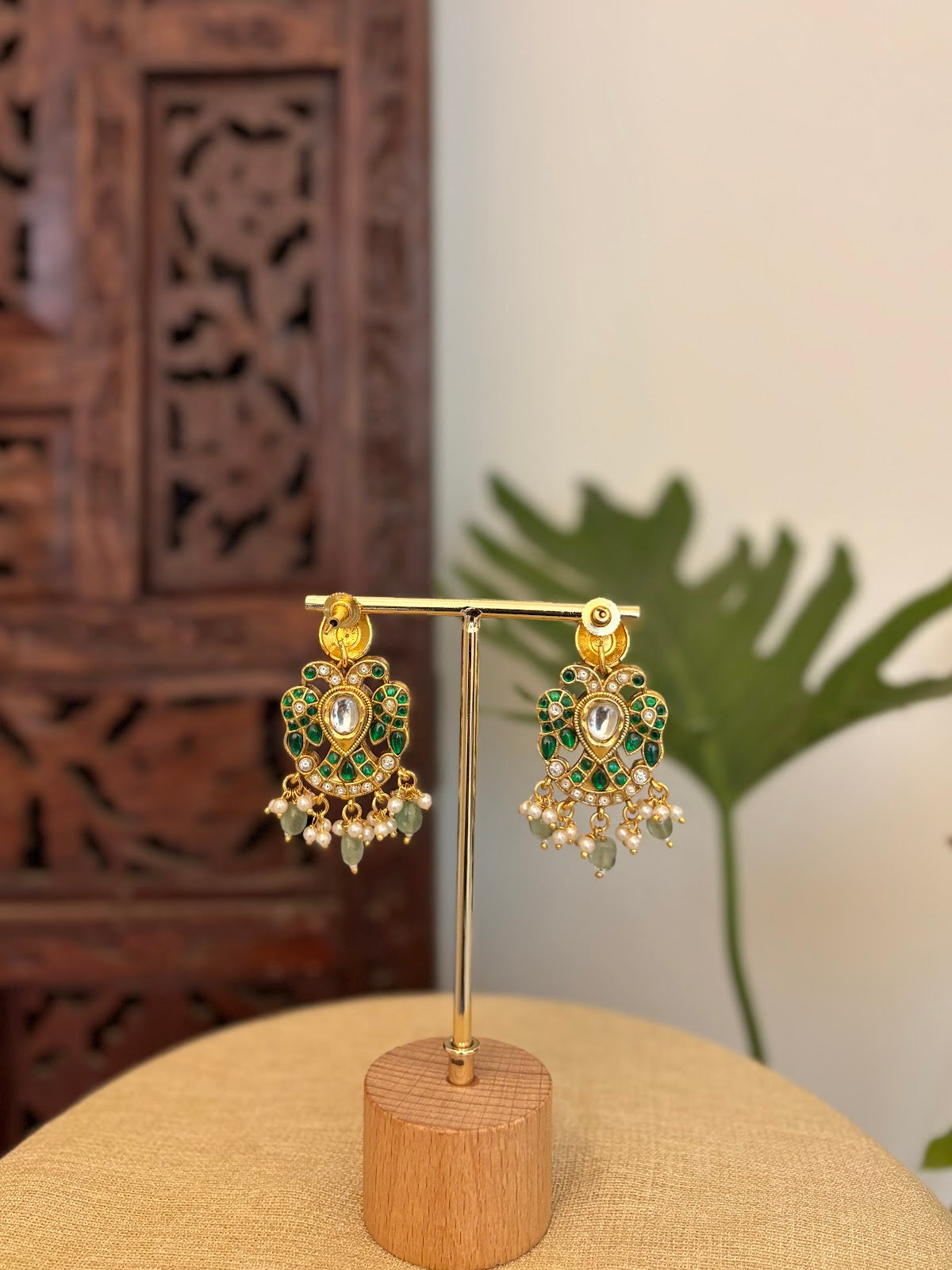 2 in 1 Gandaberunda Statement Earrings | Handmade Gold Plated | ER437
