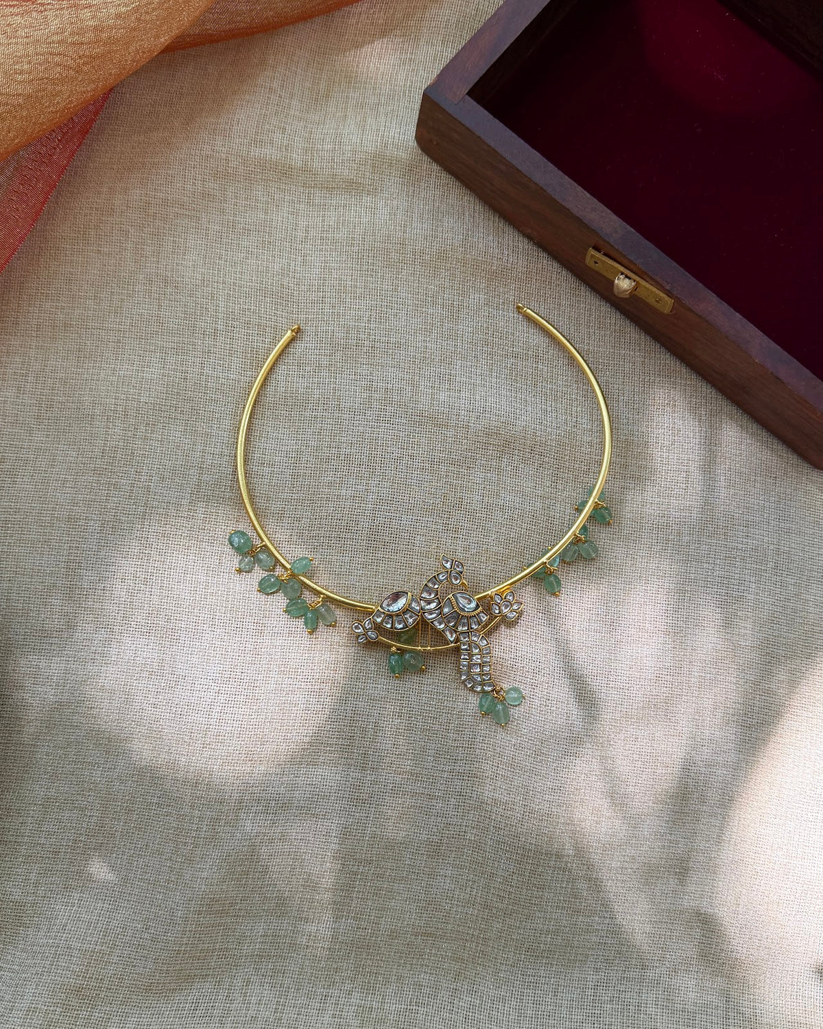 Jadau Kundan Peacock Chain Necklace NC878