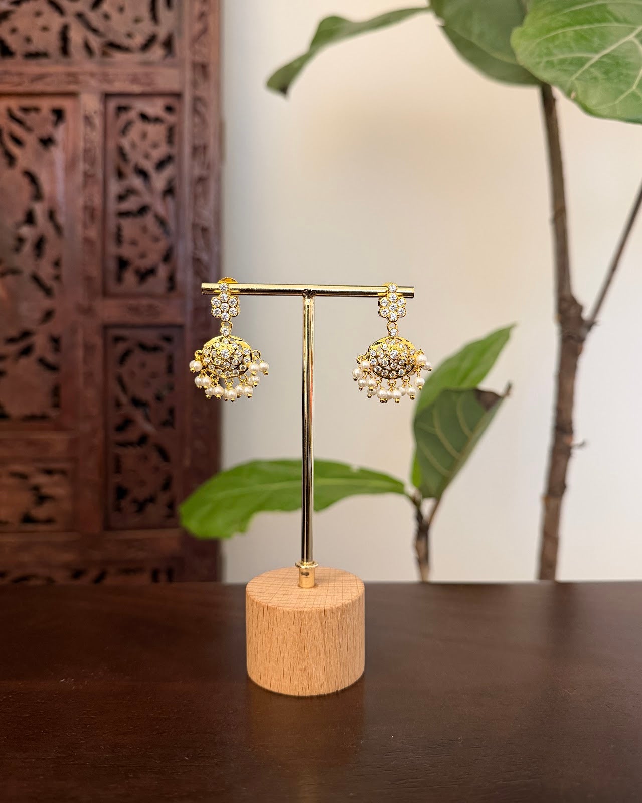Layered Attigai Necklace with Earrings | Handmade Gold Tone | NC809