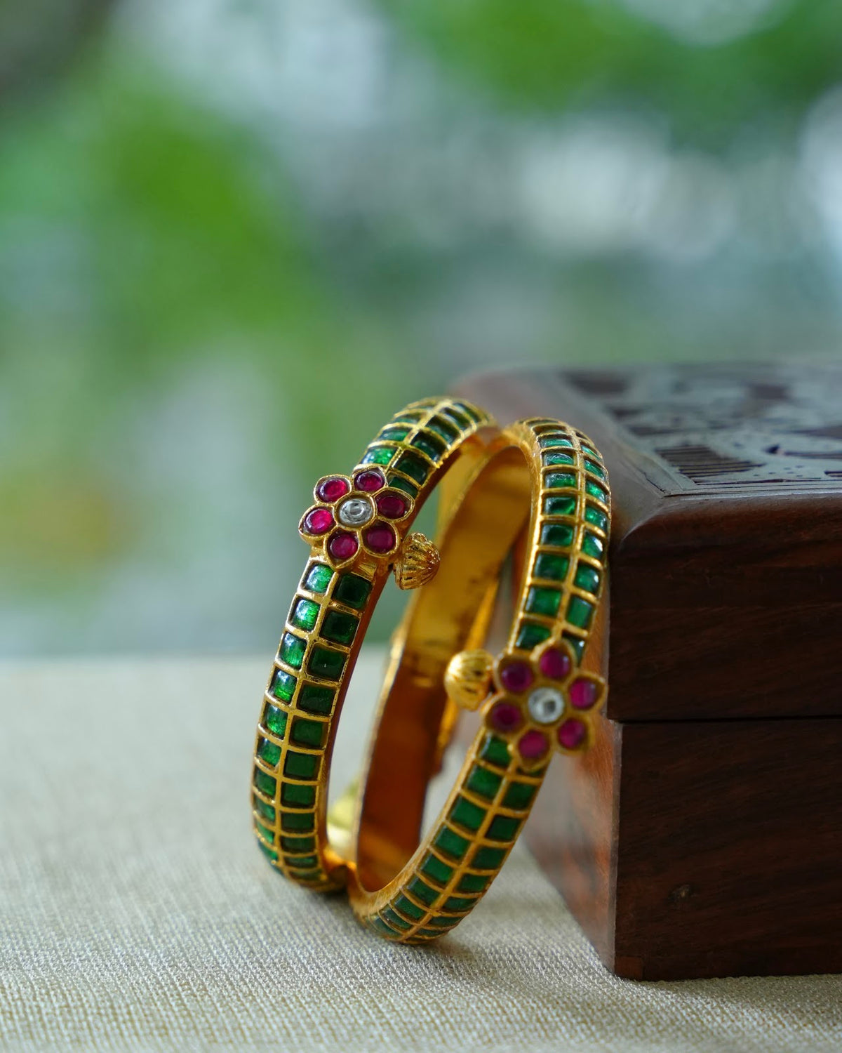 Jadau Kundan Green Kada Bangle | BA145 | BA146 | BA147